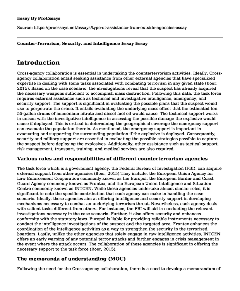 Counter-Terrorism, Security, and Intelligence Essay