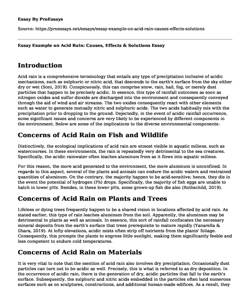 Essay Example on Acid Rain: Causes, Effects & Solutions