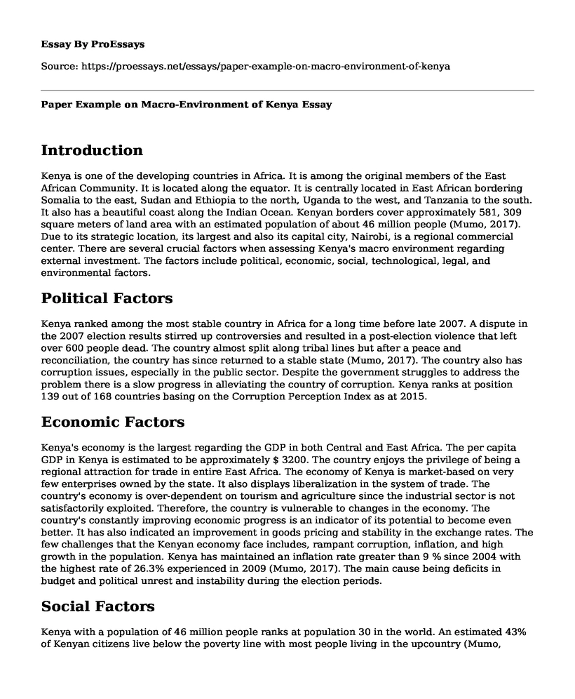 Paper Example on Macro-Environment of Kenya