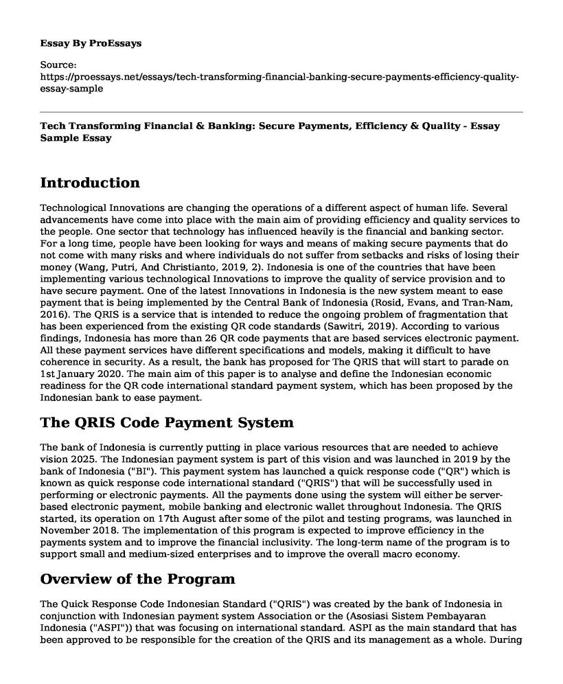 Tech Transforming Financial & Banking: Secure Payments, Efficiency & Quality - Essay Sample
