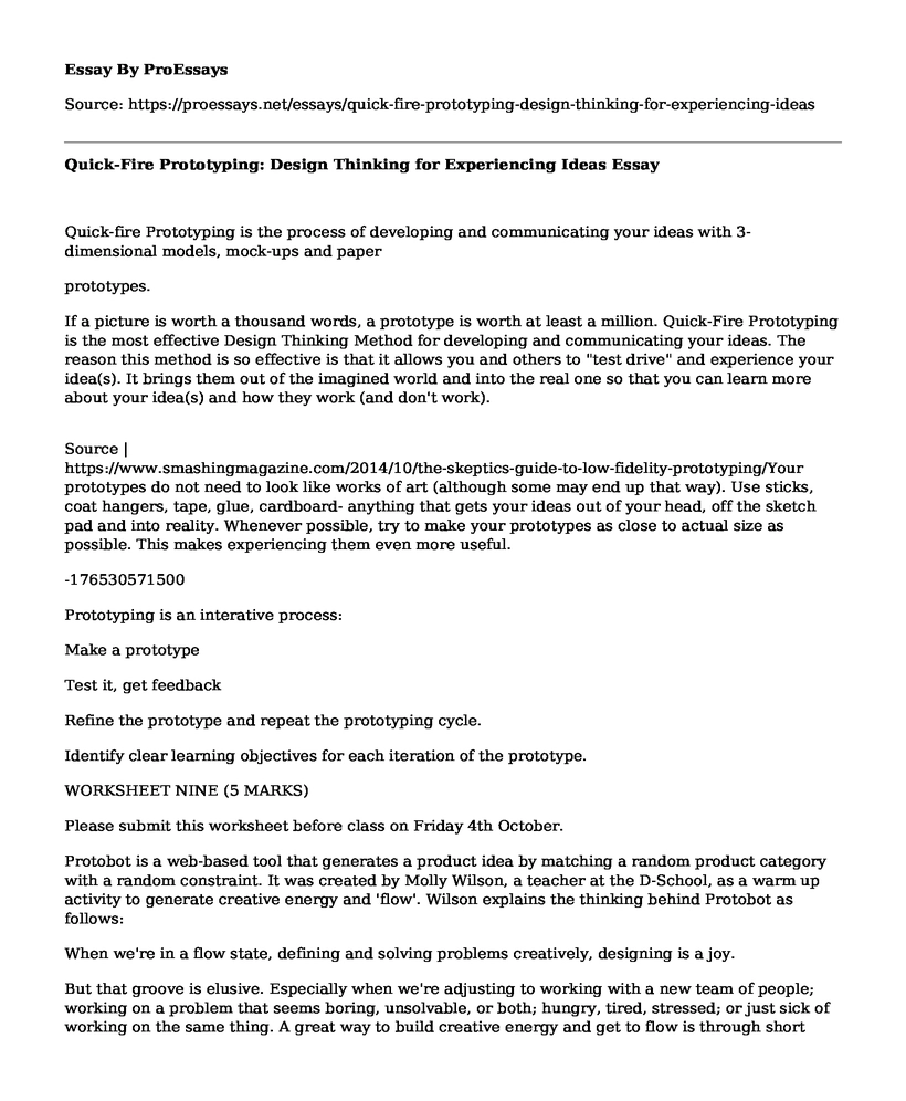 Quick-Fire Prototyping: Design Thinking for Experiencing Ideas