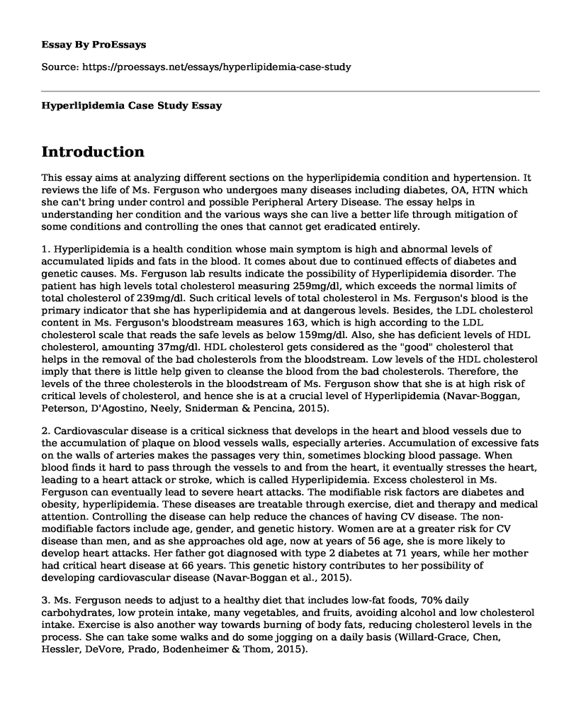 Hyperlipidemia Case Study