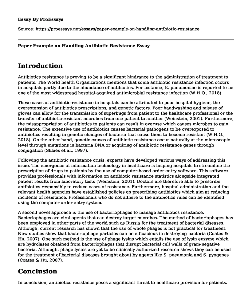 Paper Example on Handling Antibiotic Resistance