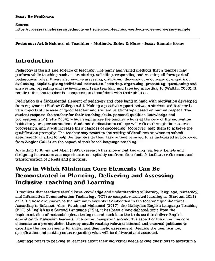 Pedagogy: Art & Science of Teaching - Methods, Roles & More - Essay Sample