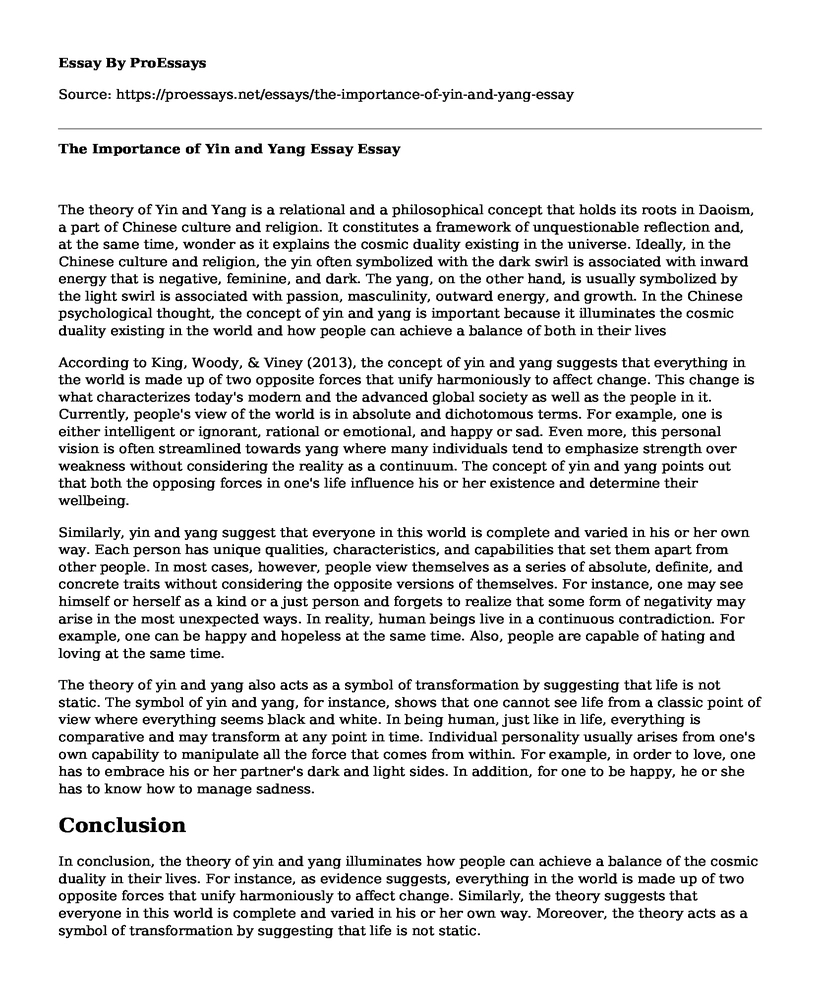 The Importance of Yin and Yang Essay