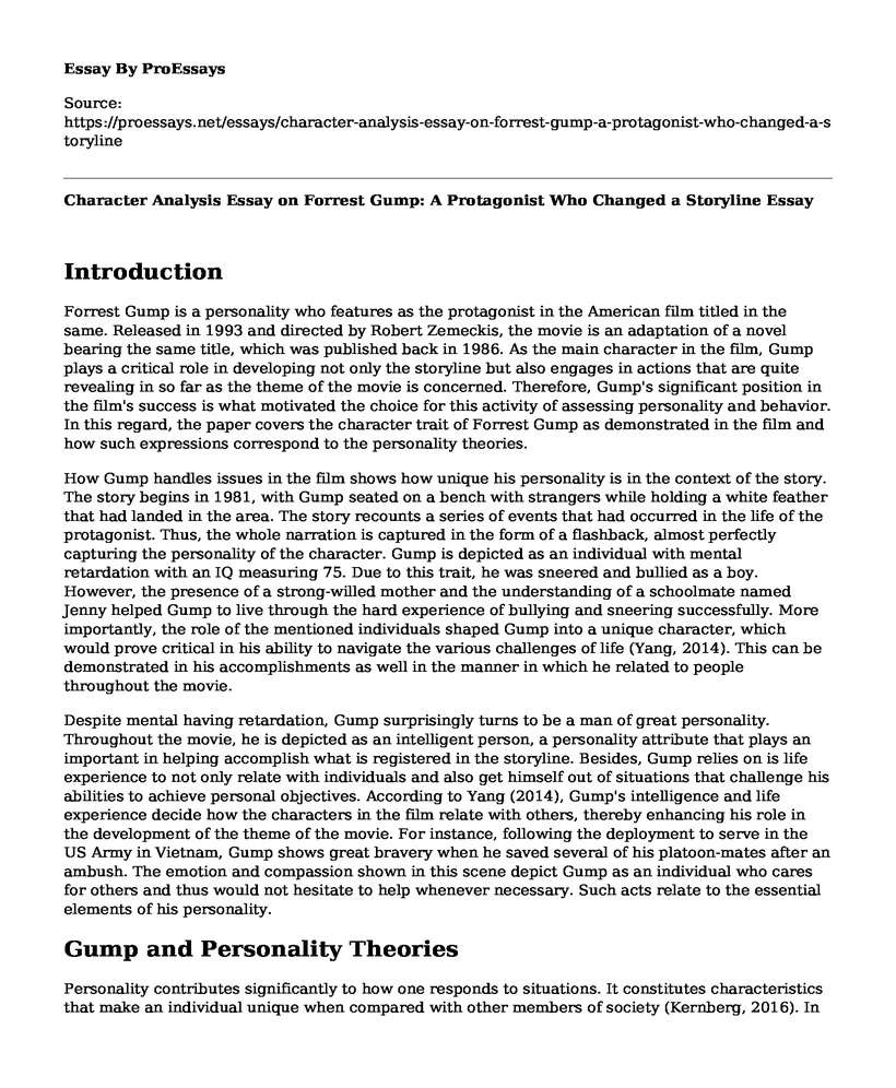 Character Analysis Essay on Forrest Gump: A Protagonist Who Changed a Storyline