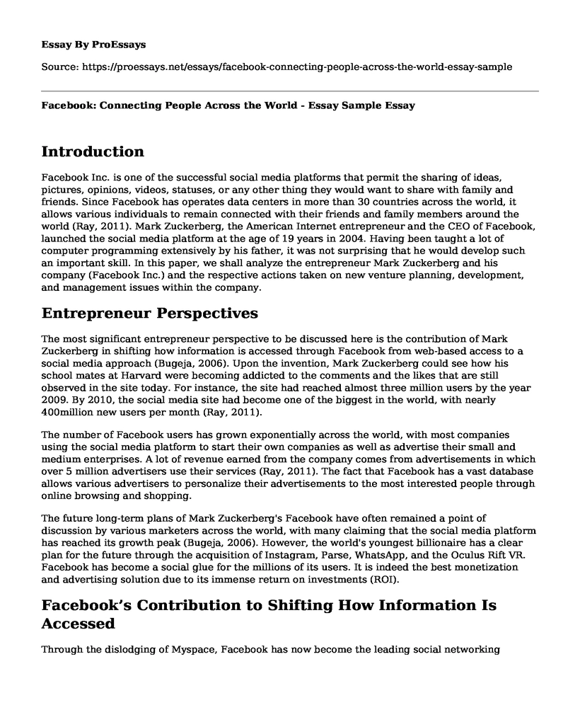 Facebook: Connecting People Across the World - Essay Sample
