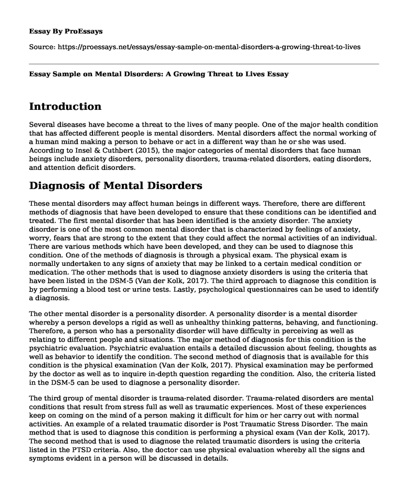 Essay Sample on Mental Disorders: A Growing Threat to Lives