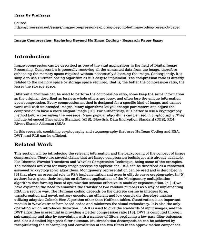 Image Compression: Exploring Beyond Huffman Coding - Research Paper