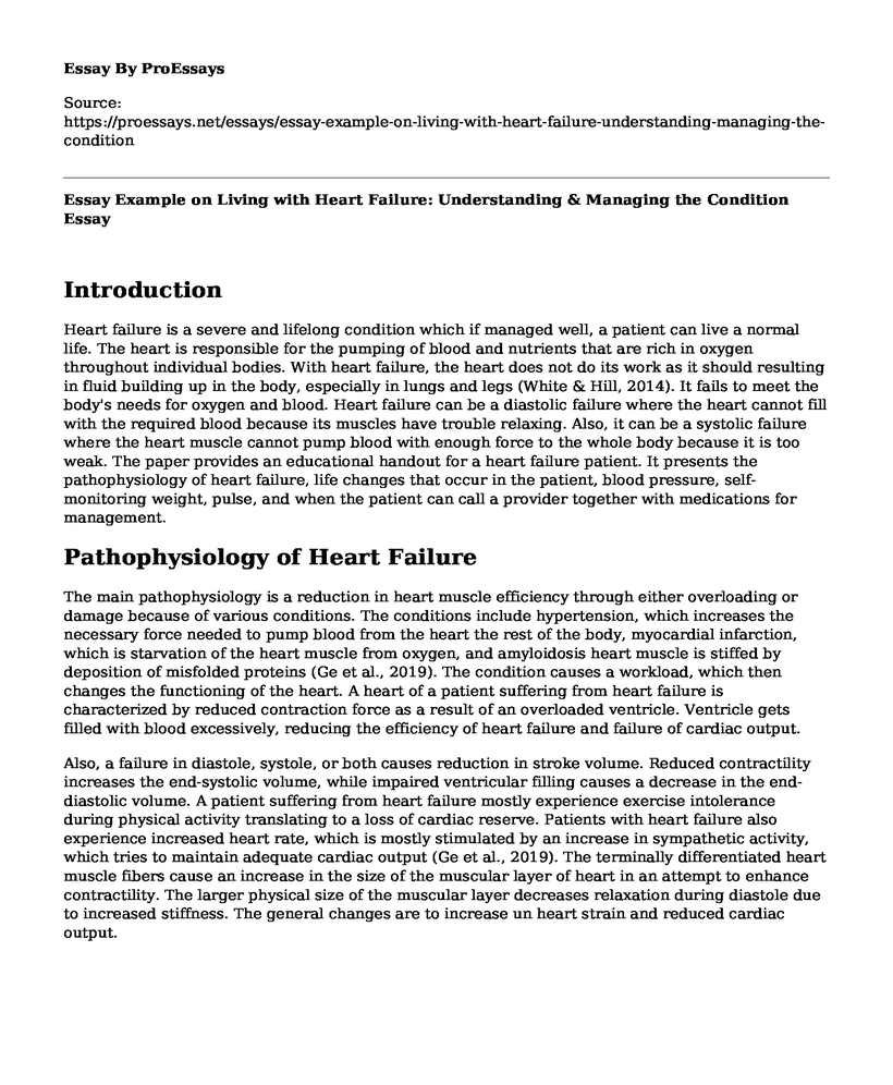 Essay Example on Living with Heart Failure: Understanding & Managing the Condition