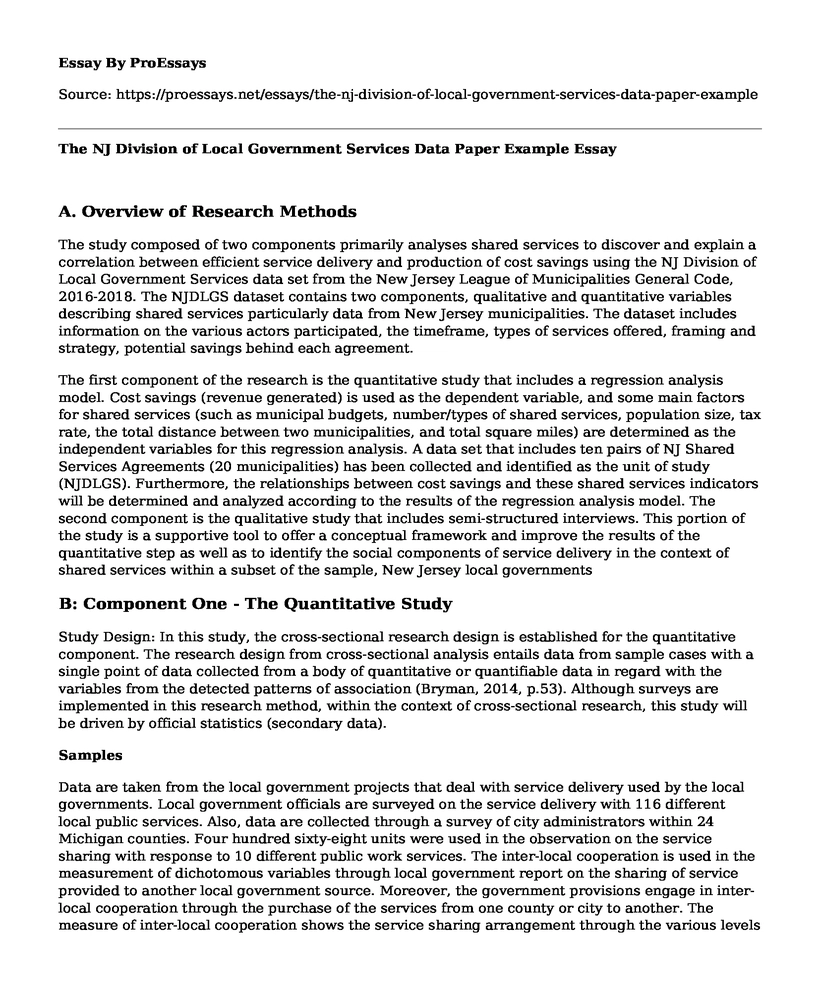 The NJ Division of Local Government Services Data Paper Example