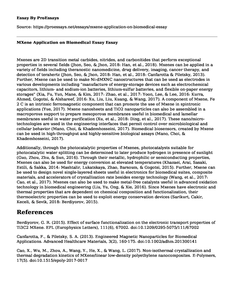 MXene Application on Biomedical Essay