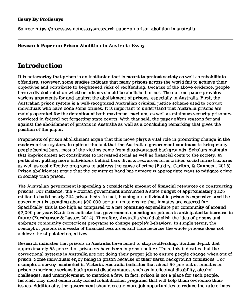 Research Paper on Prison Abolition in Australia