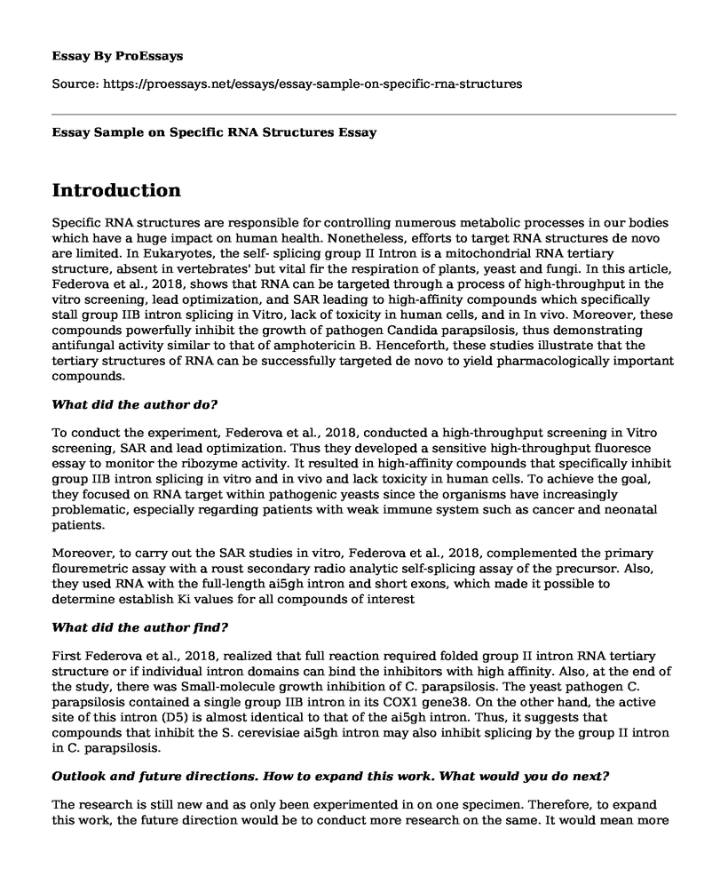 📚 Essay Sample on Specific RNA Structures - Free Essay, Term Paper ...