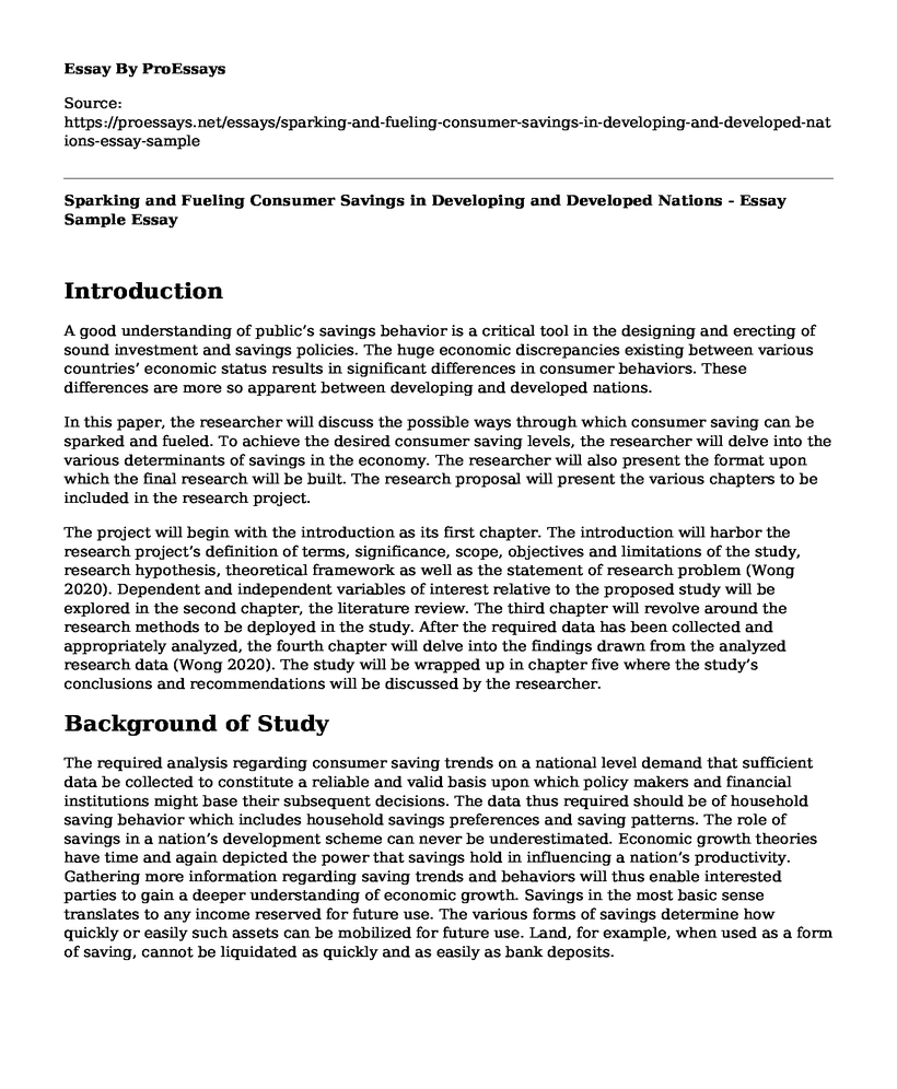 Sparking and Fueling Consumer Savings in Developing and Developed Nations - Essay Sample