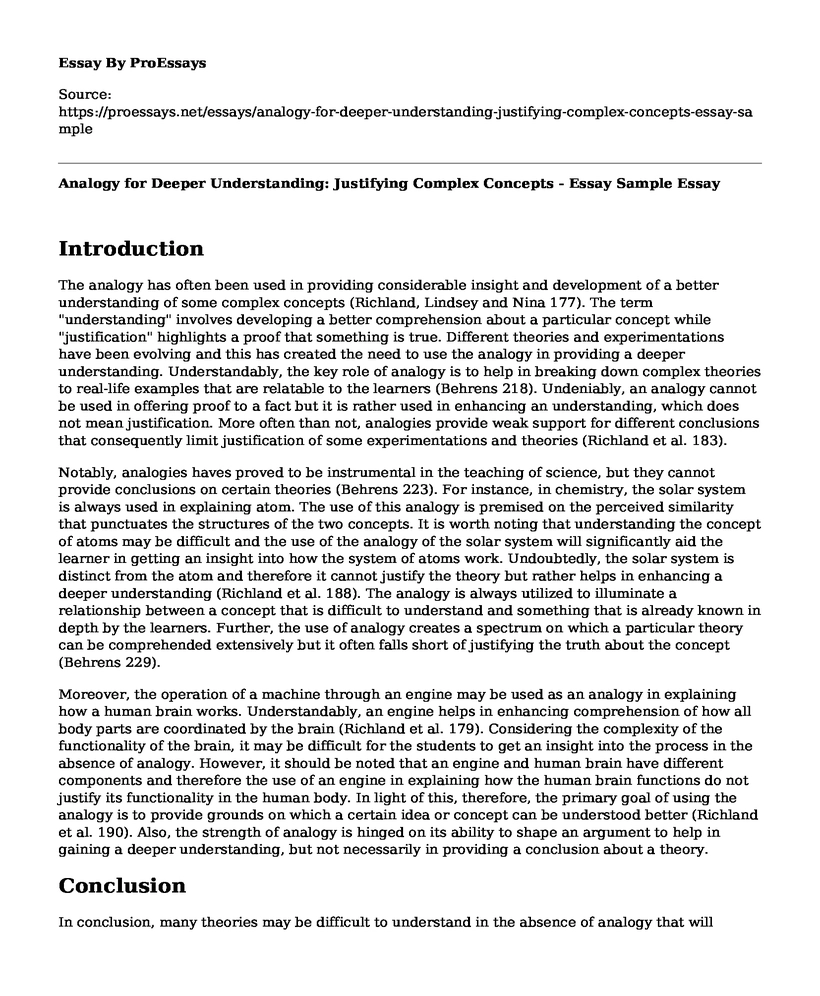 Analogy for Deeper Understanding: Justifying Complex Concepts - Essay Sample