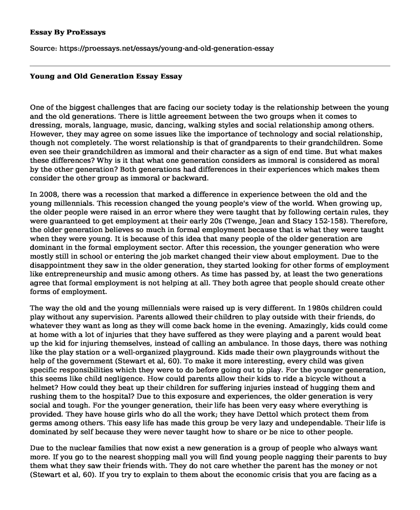 Young and Old Generation Essay