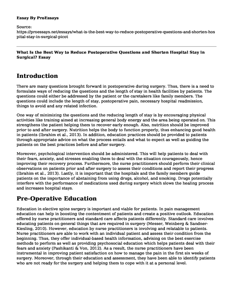 What Is the Best Way to Reduce Postoperative Questions and Shorten Hospital Stay in Surgical?