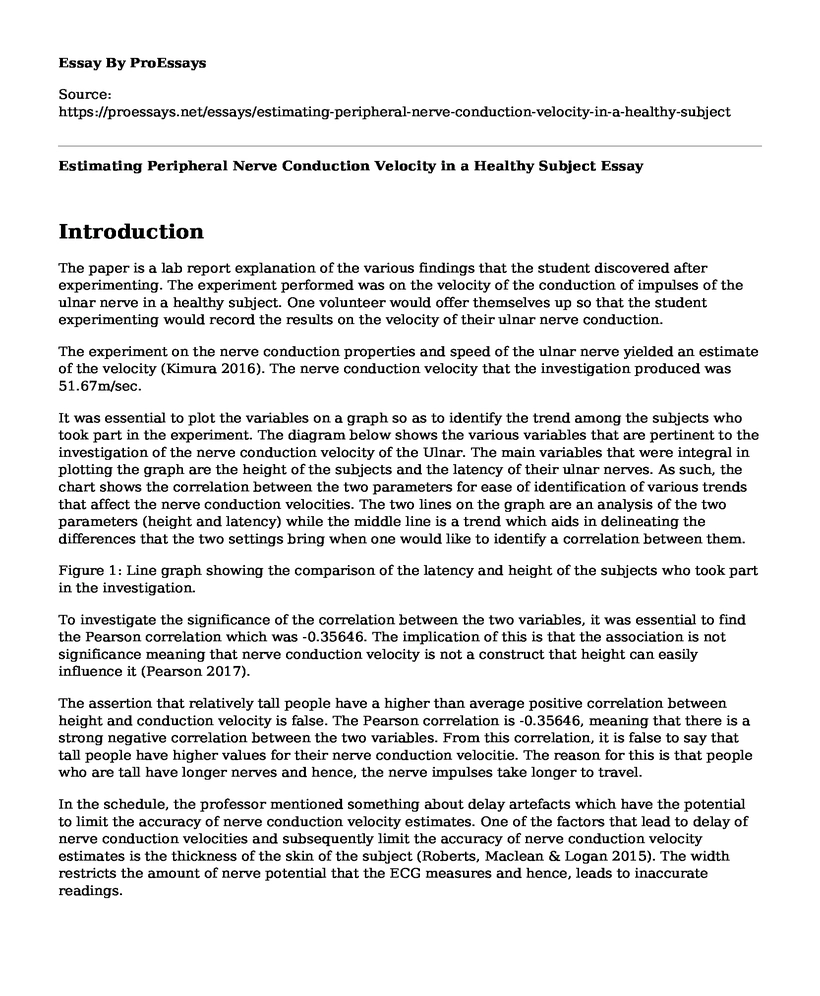 Estimating Peripheral Nerve Conduction Velocity in a Healthy Subject