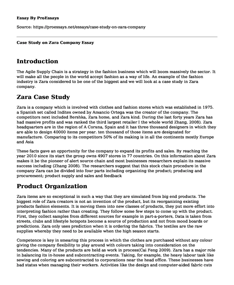 Case Study on Zara Company