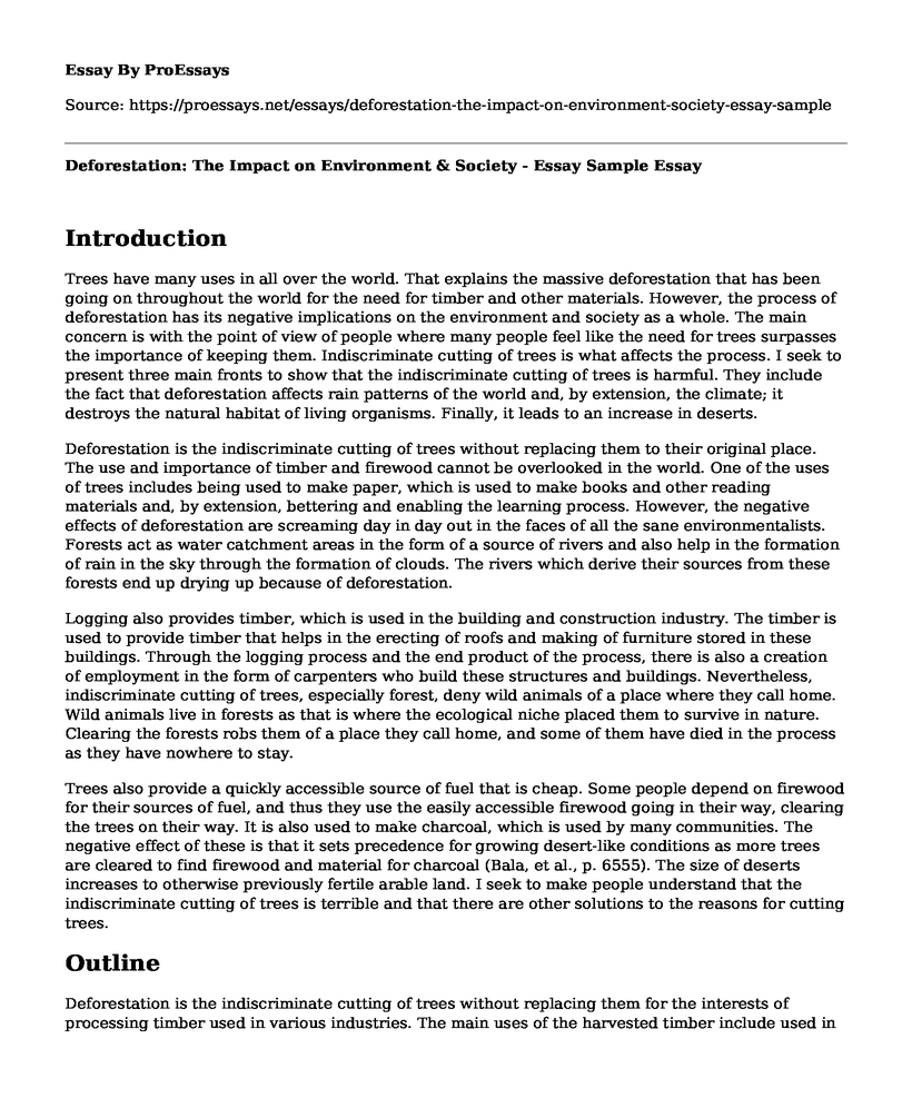 Deforestation: The Impact on Environment & Society - Essay Sample