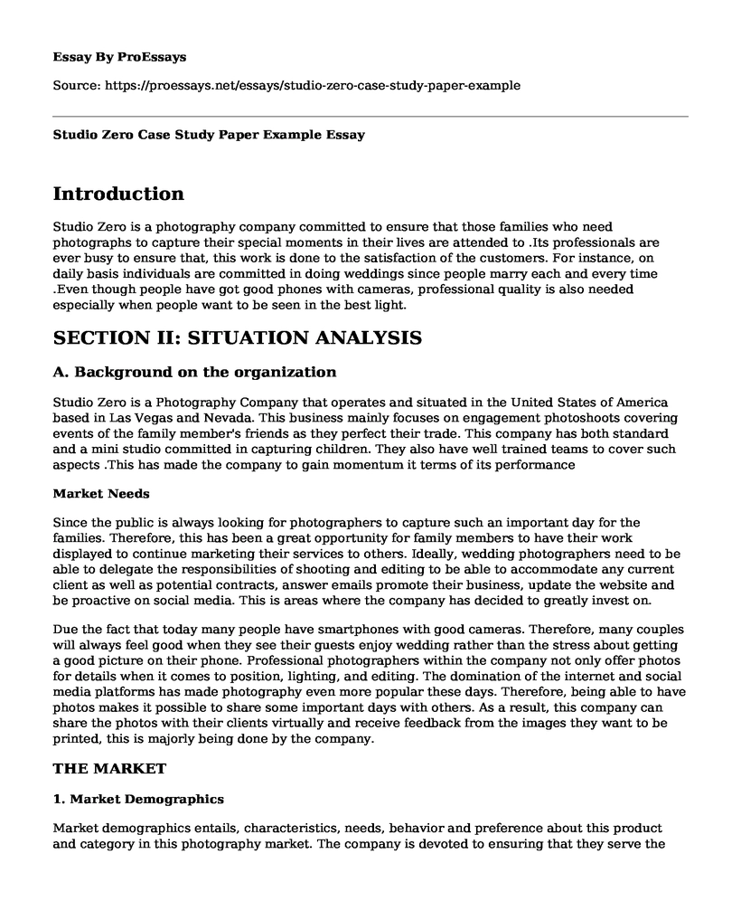 Studio Zero Case Study Paper Example