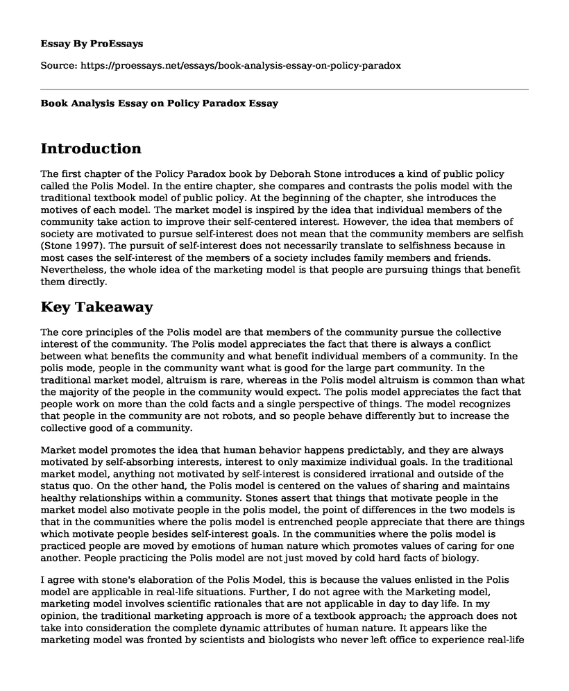 Book Analysis Essay on Policy Paradox