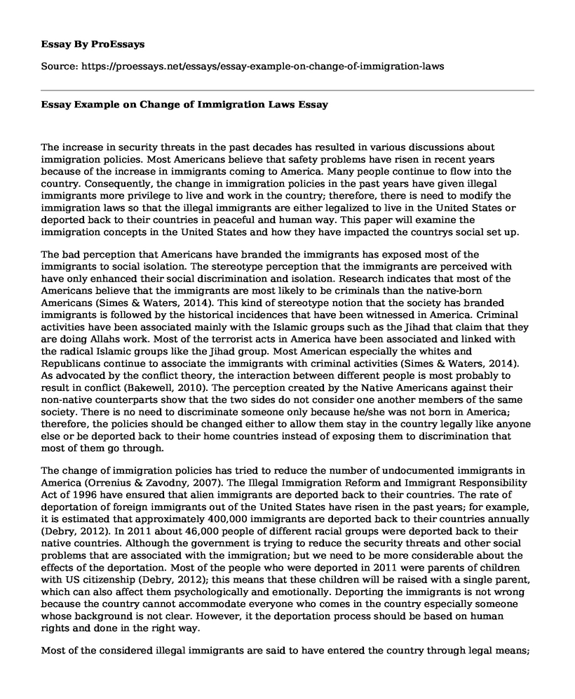 Essay Example on Change of Immigration Laws