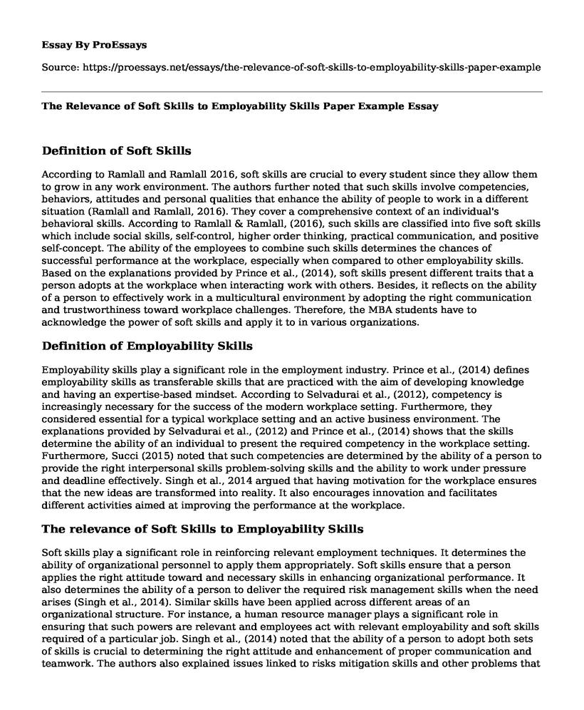 The Relevance of Soft Skills to Employability Skills Paper Example