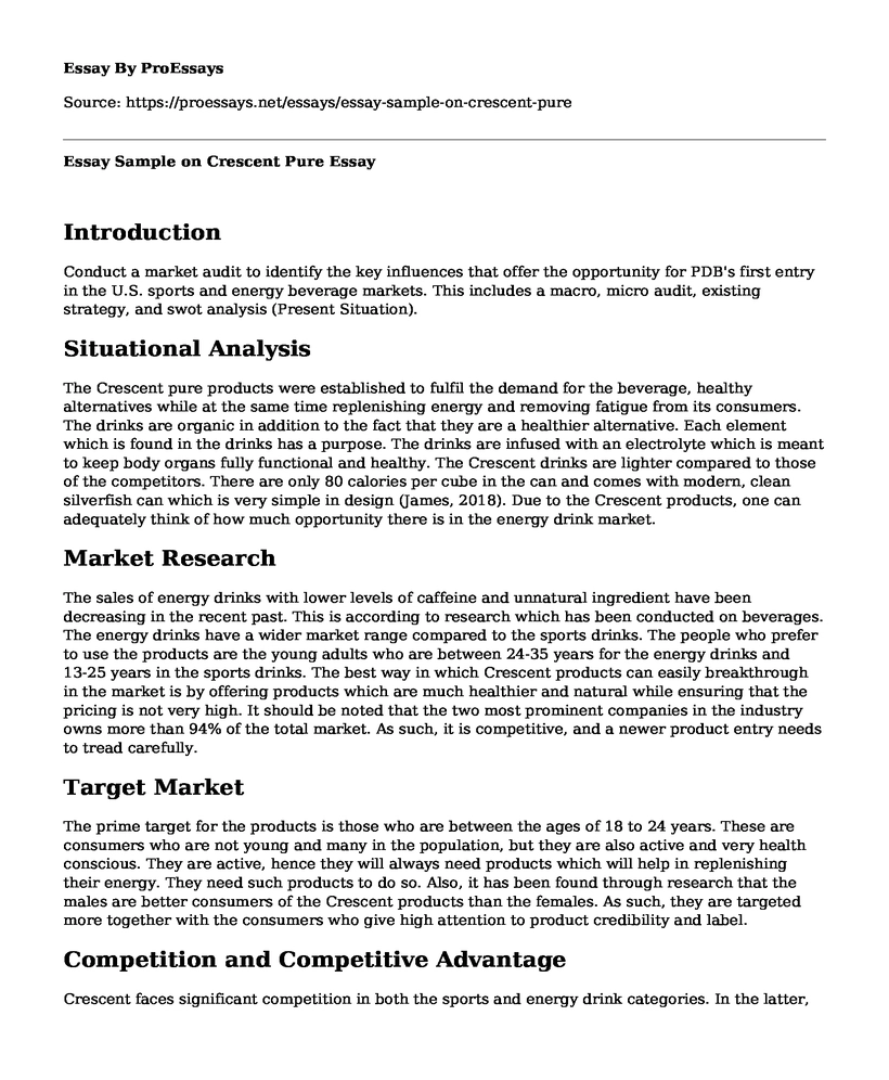 Essay Sample on Crescent Pure