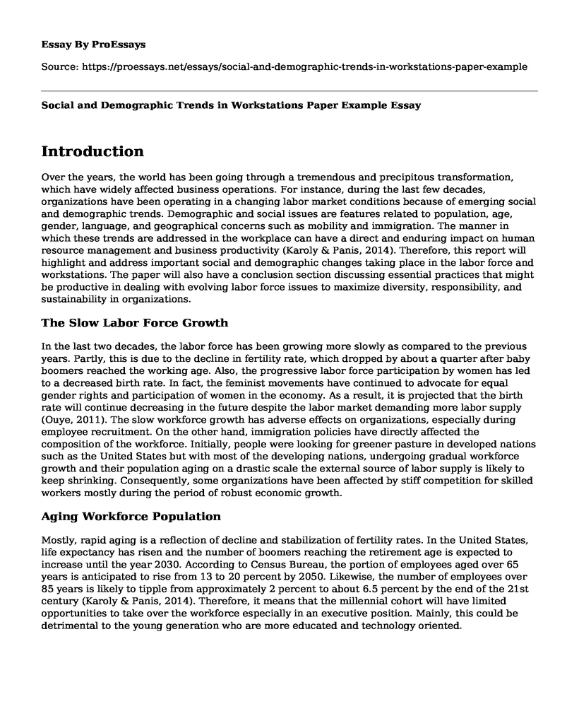 Social and Demographic Trends in Workstations Paper Example