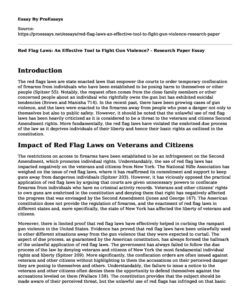 Red Flag Laws: An Effective Tool to Fight Gun Violence? - Research Paper