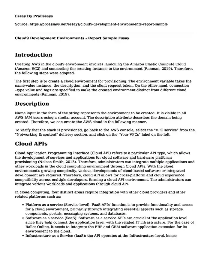 Cloud9 Development Environments - Report Sample