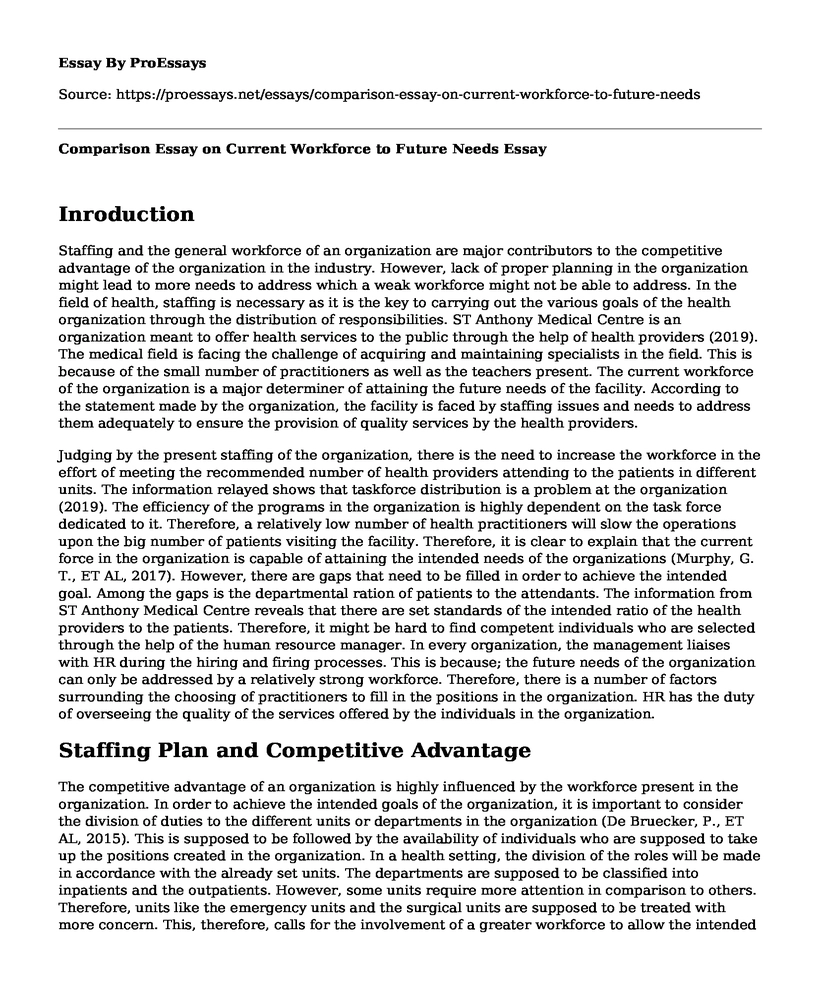 Comparison Essay on Current Workforce to Future Needs