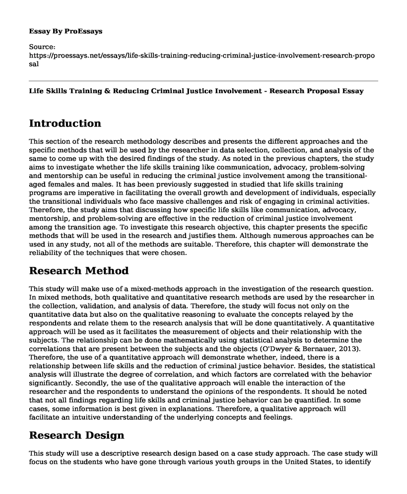 Life Skills Training & Reducing Criminal Justice Involvement - Research Proposal