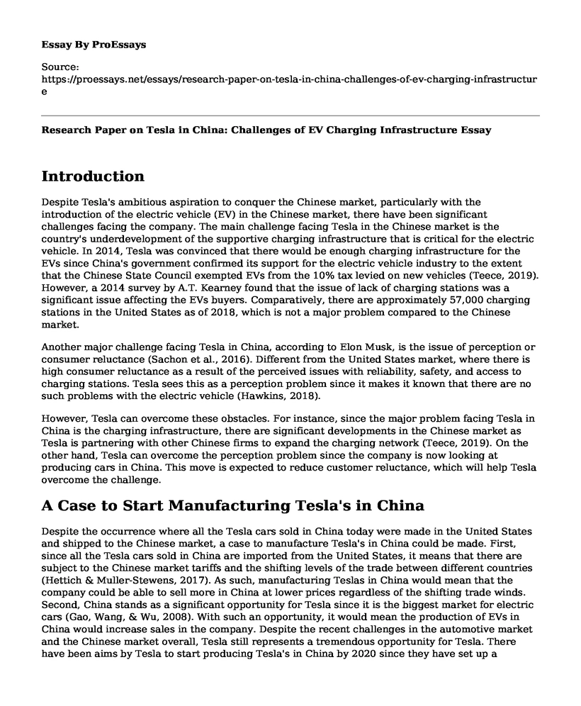 Research Paper on Tesla in China: Challenges of EV Charging Infrastructure
