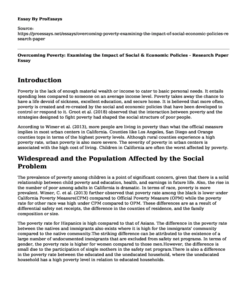 Overcoming Poverty: Examining the Impact of Social & Economic Policies - Research Paper