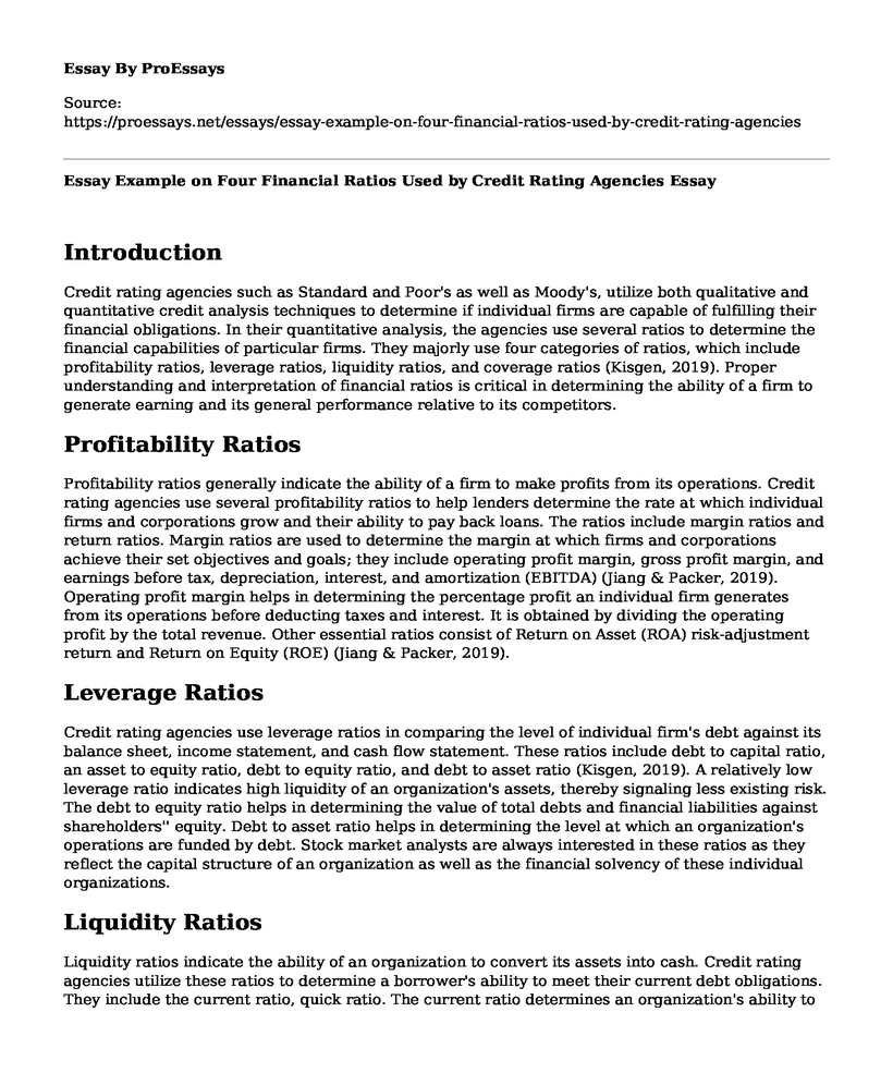 essay on financial ratios