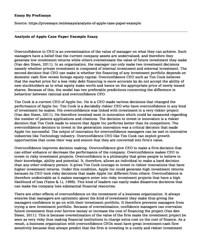 Analysis of Apple Case Paper Example