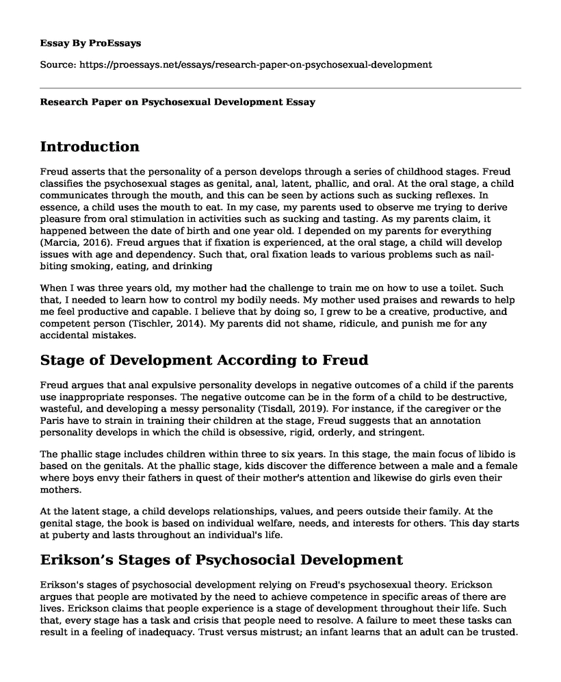 Research Paper on Psychosexual Development
