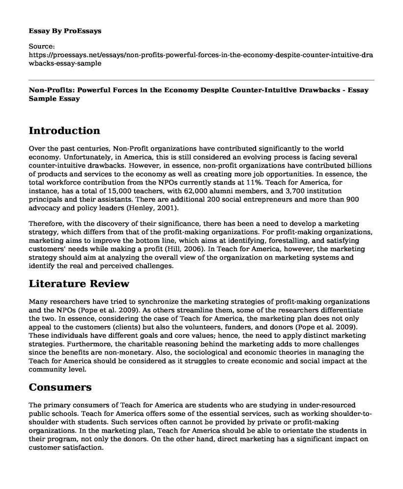 Non-Profits: Powerful Forces in the Economy Despite Counter-Intuitive Drawbacks - Essay Sample