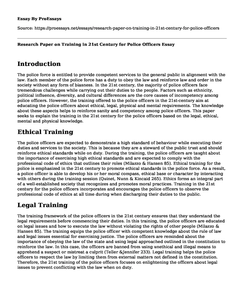 Research Paper on Training in 21st Century for Police Officers