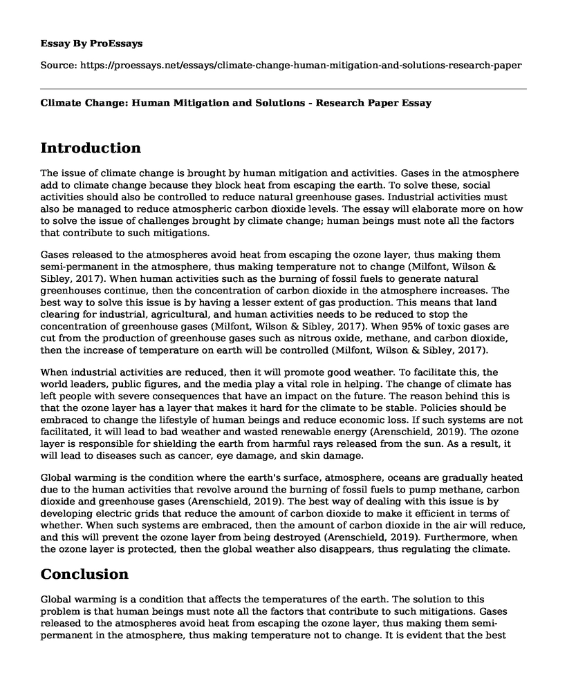 Climate Change: Human Mitigation and Solutions - Research Paper