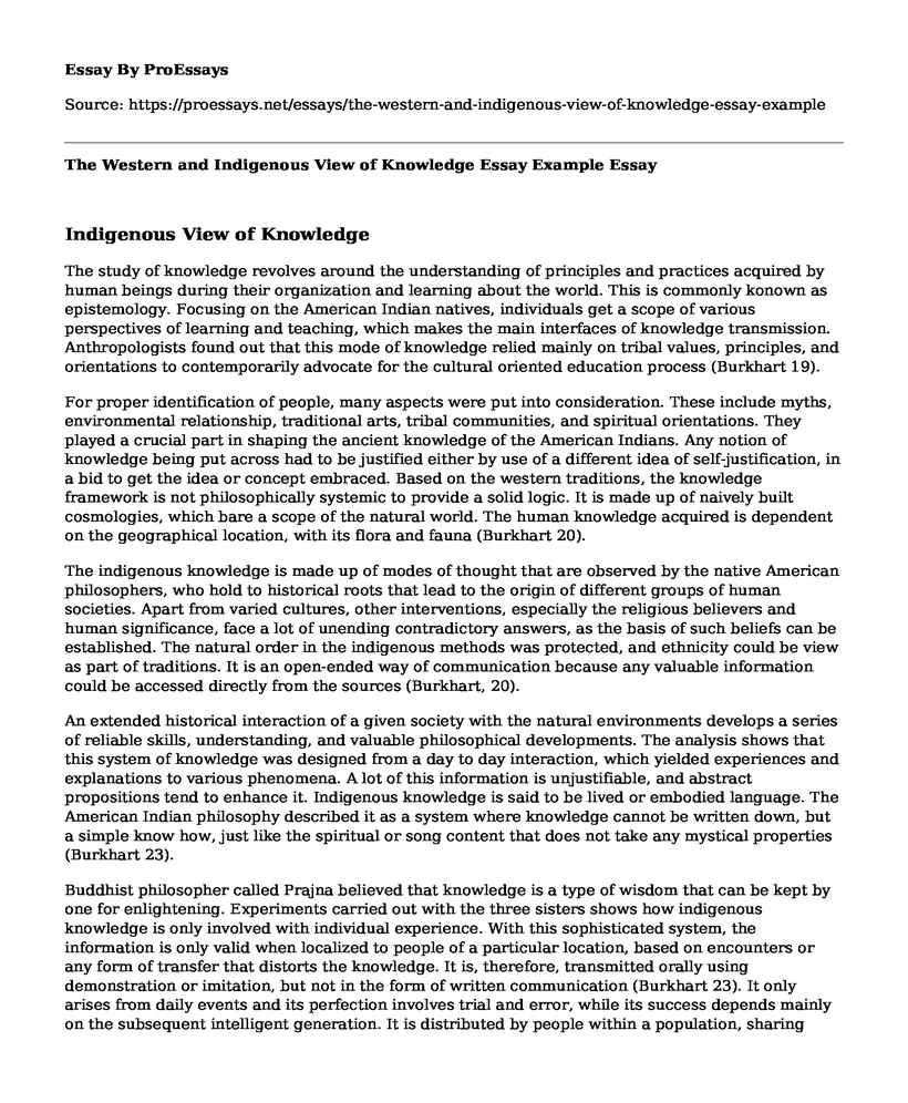 The Western and Indigenous View of Knowledge Essay Example