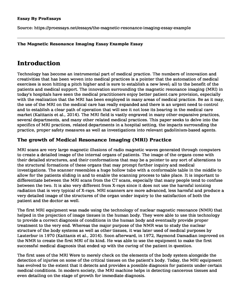 The Magnetic Resonance Imaging Essay Example
