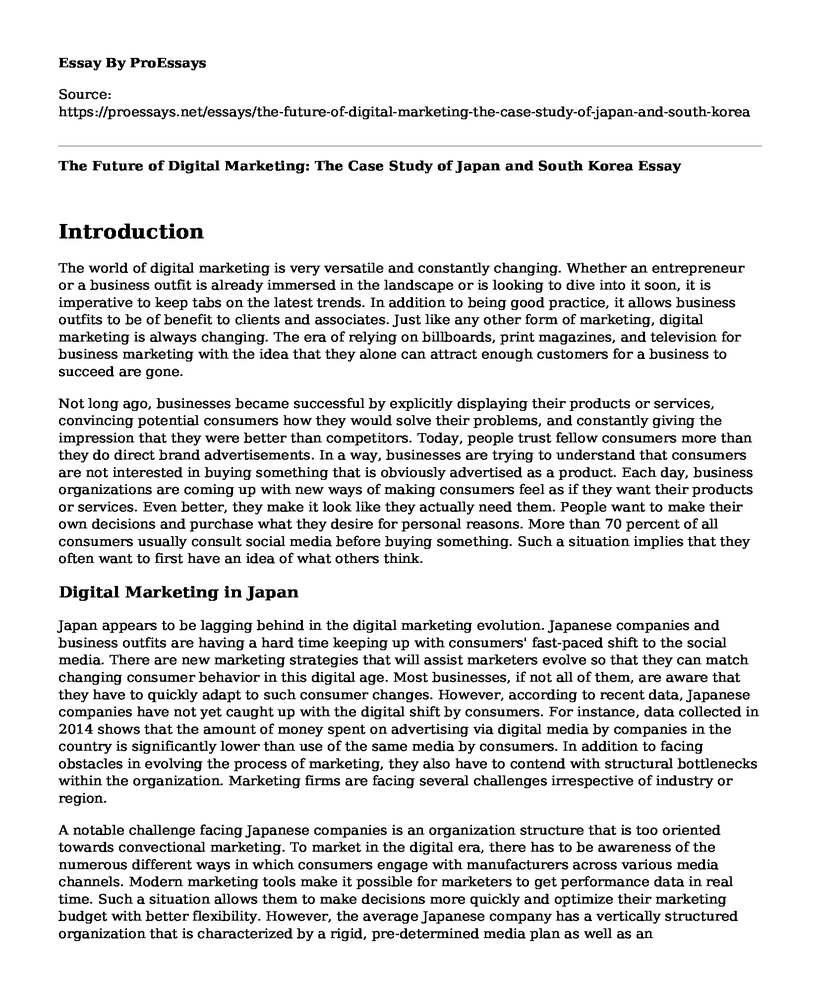 The Future of Digital Marketing: The Case Study of Japan and South Korea
