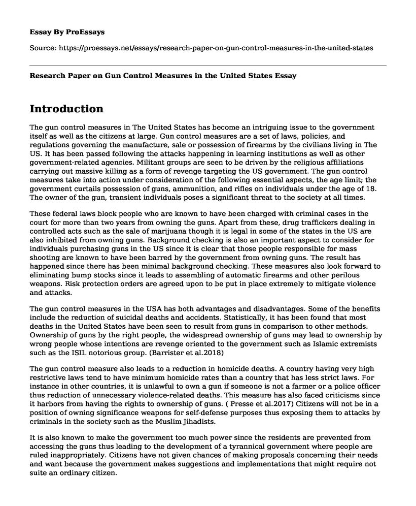 Research Paper on Gun Control Measures in the United States