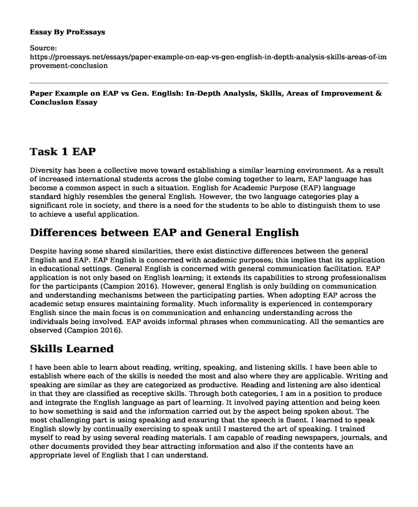 Paper Example on EAP vs Gen. English: In-Depth Analysis, Skills, Areas of Improvement & Conclusion