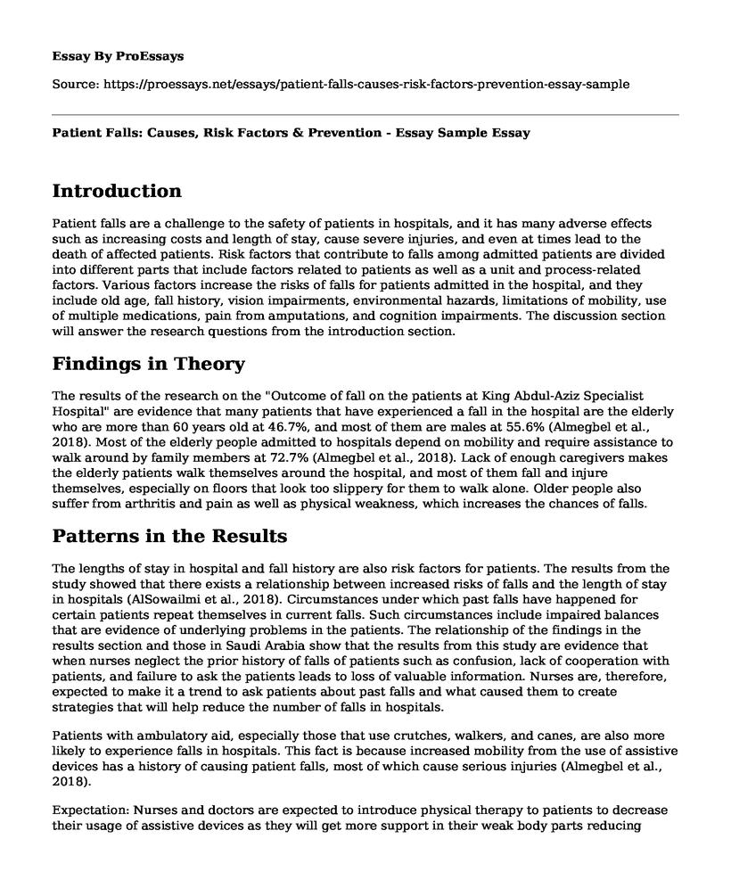 Patient Falls: Causes, Risk Factors & Prevention - Essay Sample