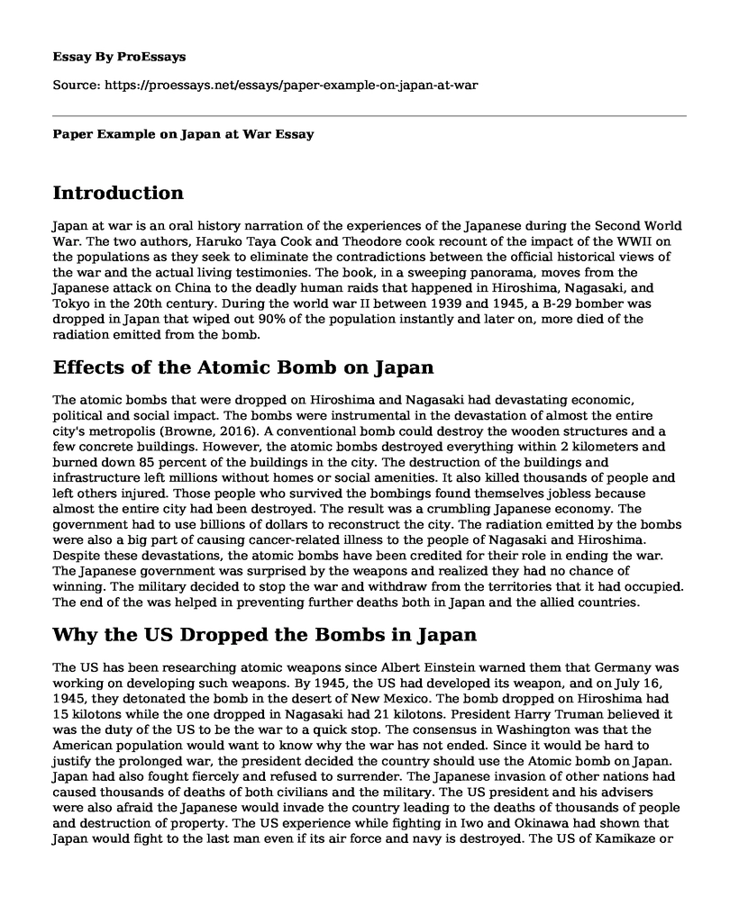 Paper Example on Japan at War